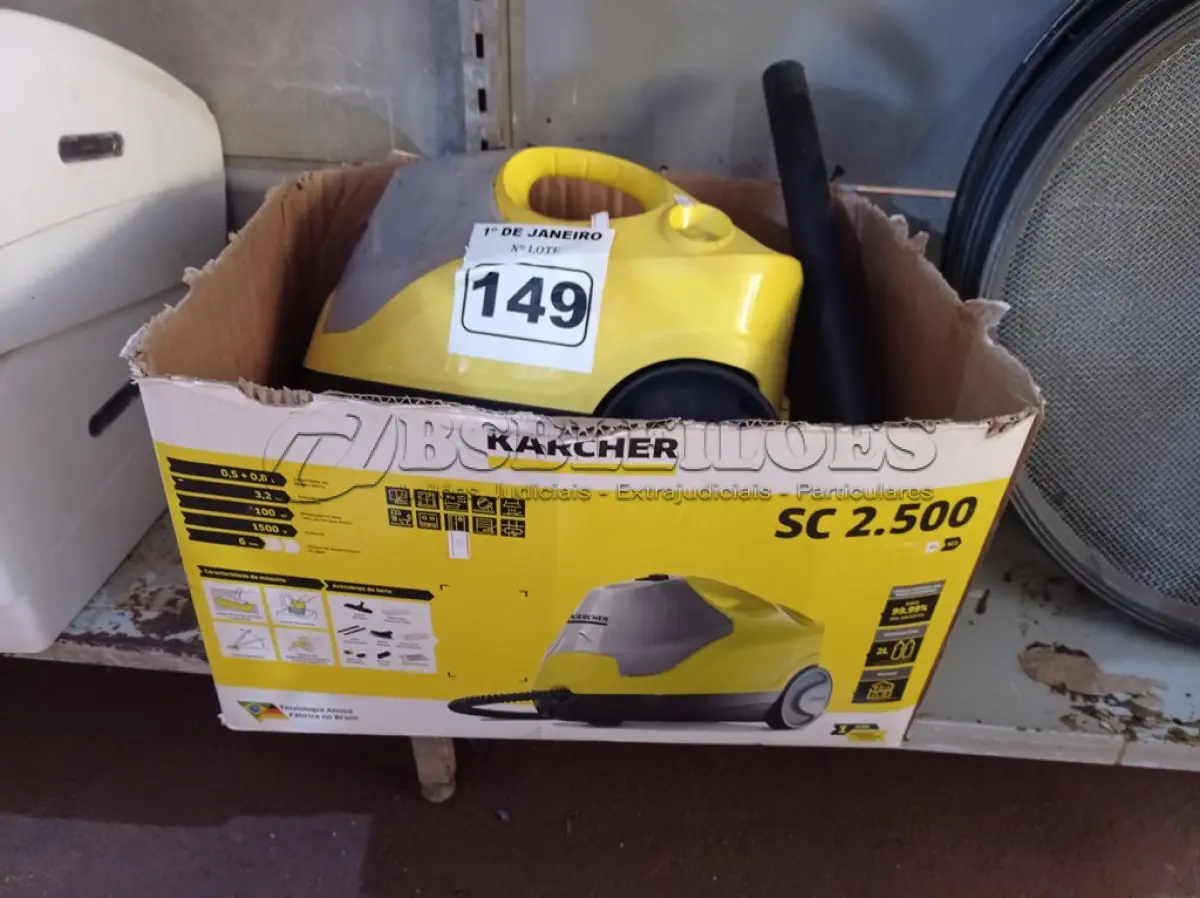 LOTE 149 - 01 LAVADORA DE ALTA PRESSÃO MARCA KARCHER 220V. (NO ESTADO) ATENÇÃO! FAZER A VISITAÇÃO ANTES DE ARREMATAR, NÃO SABEMOS SE FUNCIONA. LEILÃO NÃO TEM GARANTIA E NEM DEVOLUÇÃO, SUJEITO A POSSÍVEIS AVARIAS VISÍVEIS/OCULTAS E/OU AUSÊNCIA DE COMPONENTES.