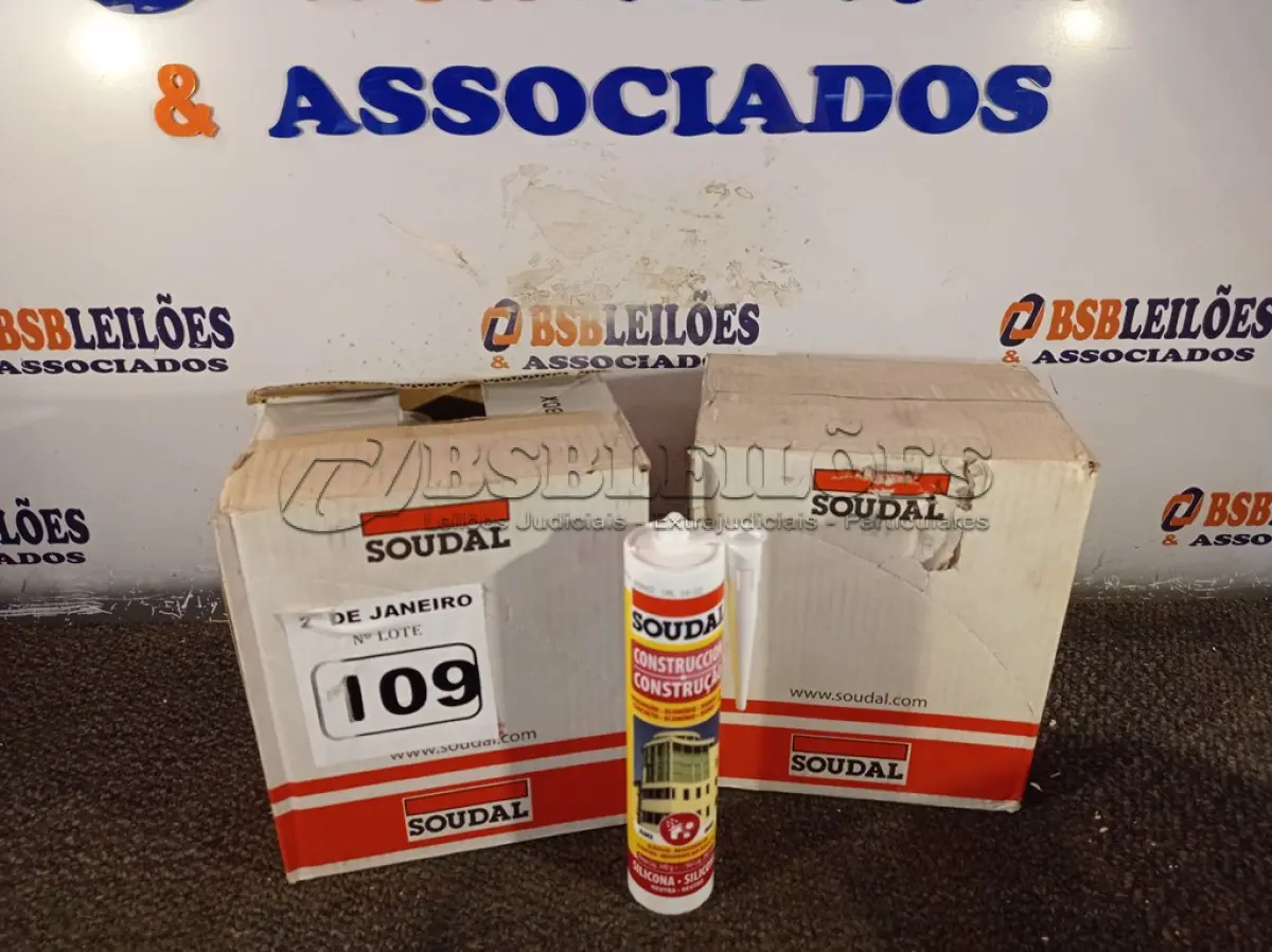 LOTE 109 - 02 CAIXAS DE SILICONE NEUTRO CONSTRUÇÃO COM 12 UNIDADES CADA MARCA SOUDAL. (NO ESTADO) ATENÇÃO! FAZER A VISITAÇÃO ANTES DE ARREMATAR, NÃO SABEMOS SE FUNCIONA. LEILÃO NÃO TEM GARANTIA E NEM DEVOLUÇÃO, SUJEITO A POSSÍVEIS AVARIAS VISÍVEIS/OCULTAS E/OU AUSÊNCIA DE COMPONENTES.