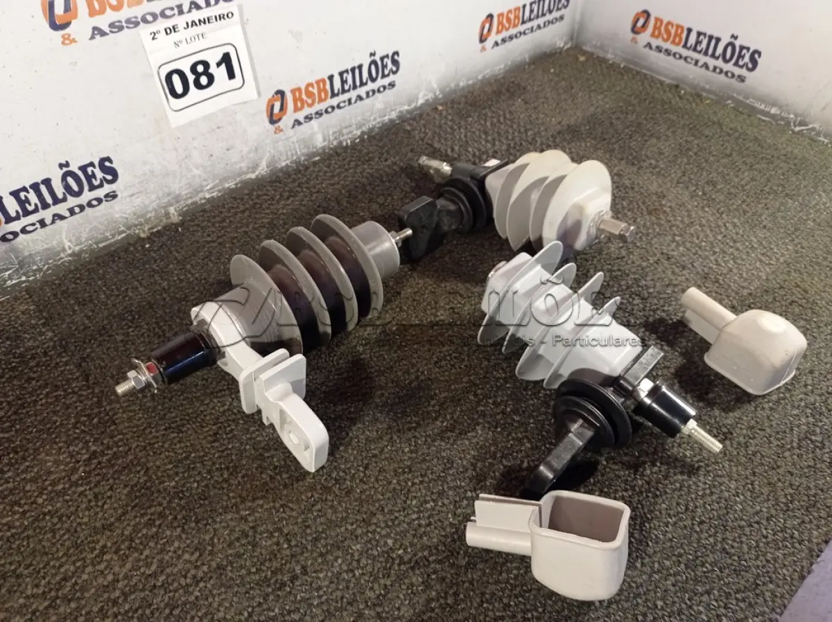 LOTE 081 - 03 PARA-RAIOS DE VÁLVULA POLIMÉRICO 15KV. (NO ESTADO) ATENÇÃO! FAZER A VISITAÇÃO ANTES DE ARREMATAR, NÃO SABEMOS SE FUNCIONA. LEILÃO NÃO TEM GARANTIA E NEM DEVOLUÇÃO, SUJEITO A POSSÍVEIS AVARIAS VISÍVEIS/OCULTAS E/OU AUSÊNCIA DE COMPONENTES.