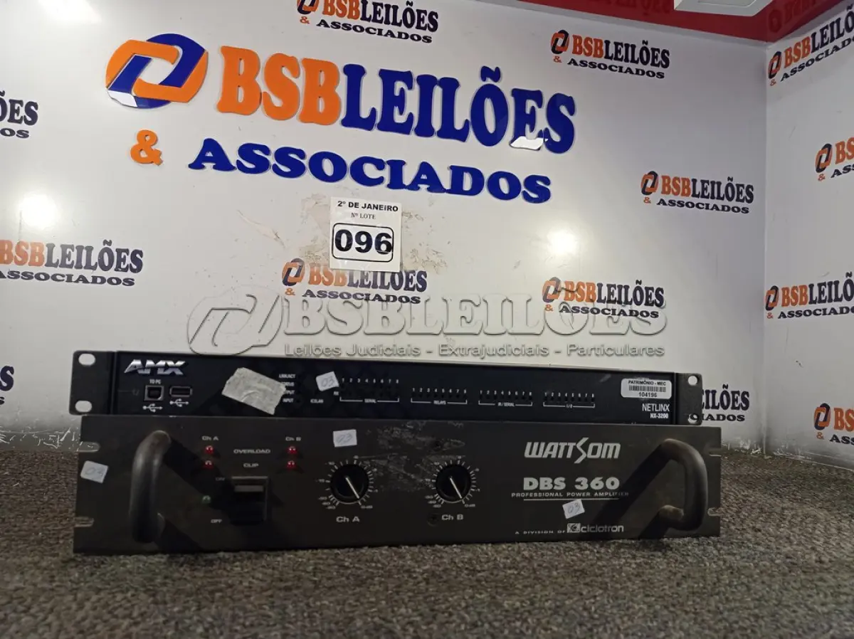 LOTE 096 - 01 AMPLIFICADOR POWER MODELO:DBS E 01 CONTROLADOR INTEGRADO AMX 3200.(NO ESTADO) ATENÇÃO! FAZER A VISITAÇÃO ANTES DE ARREMATAR, NÃO SABEMOS SE FUNCIONA. LEILÃO NÃO TEM GARANTIA E NEM DEVOLUÇÃO, SUJEITO A POSSÍVEIS AVARIAS VISÍVEIS/OCULTAS E/OU AUSÊNCIA DE COMPONENTES.