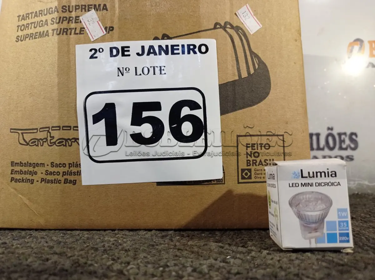 LOTE 156 - 01 LOTE COM APROXIMADAMENTE 80 LÂMPADAS DICROICA 1W 220V. (NO ESTADO) ATENÇÃO! FAZER A VISITAÇÃO ANTES DE ARREMATAR, NÃO SABEMOS SE FUNCIONA. LEILÃO NÃO TEM GARANTIA E NEM DEVOLUÇÃO, SUJEITO A POSSÍVEIS AVARIAS VISÍVEIS/OCULTAS E/OU AUSÊNCIA DE COMPONENTES.