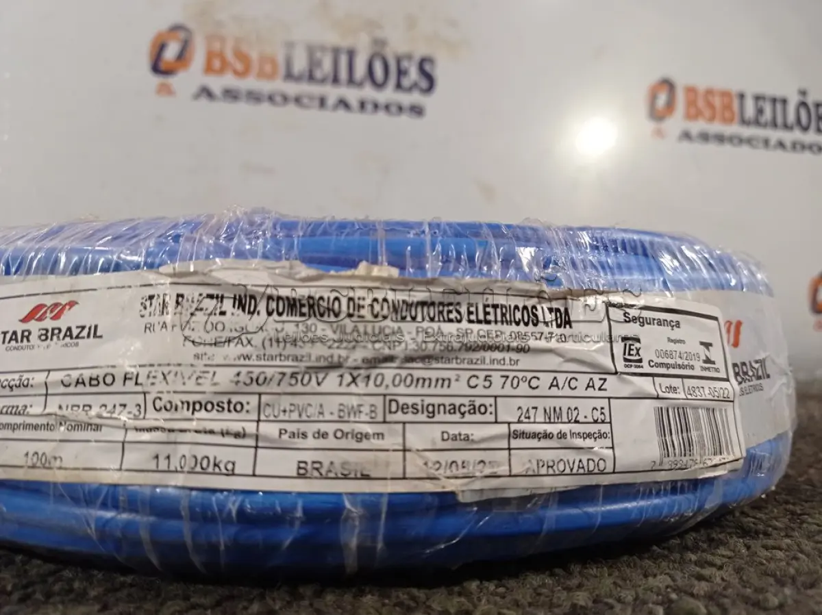 LOTE 170 - 01 ROLO DE CABO FLEXÍVEL 100M 1X10MM NA COR AZUL(NOVO). (NO ESTADO) ATENÇÃO! FAZER A VISITAÇÃO ANTES DE ARREMATAR, NÃO SABEMOS SE FUNCIONA. LEILÃO NÃO TEM GARANTIA E NEM DEVOLUÇÃO, SUJEITO A POSSÍVEIS AVARIAS VISÍVEIS/OCULTAS E/OU AUSÊNCIA DE COMPONENTES.