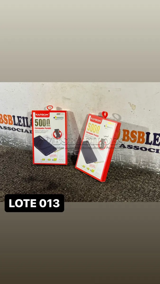 LOTE 013 - 02 POWERBANKS DE 5000MAH MODELO SLIM( NOVO ) ( NO ESTADO )