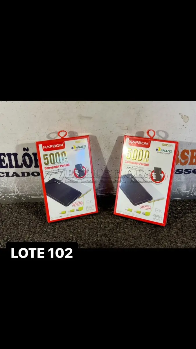 LOTE 102 - 02 POWERBANKS DE 5.000MAH  PORTATEIS ( NOVO ) ( NO ESTADO )