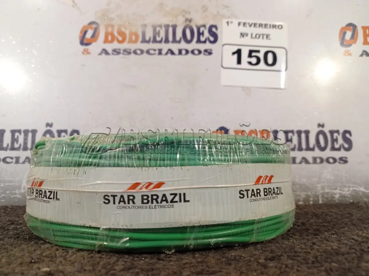 LOTE 150 - 01 ROLO DE CABO FLEXÍVEL 100M 1X2,5MM NA COR VERDE(NOVO). (NO ESTADO) ATENÇÃO! FAZER A VISITAÇÃO ANTES DE ARREMATAR, NÃO SABEMOS SE FUNCIONA. LEILÃO NÃO TEM GARANTIA E NEM DEVOLUÇÃO, SUJEITO A POSSÍVEIS AVARIAS VISÍVEIS/OCULTAS E/OU AUSÊNCIA DE COMPONENTES.
