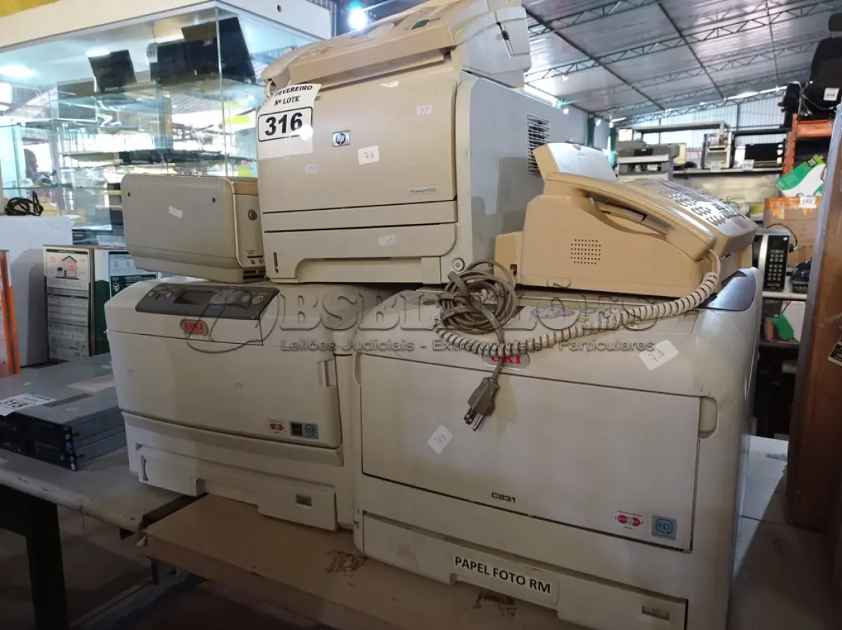 LOTE 316 - 02 APARELHOS DE FAX E 04 IMPRESSORAS MARCAS E MODELOS DIVERSOS PARA RETIRADA DE PEÇAS. (NO ESTADO) ATENÇÃO! FAZER A VISITAÇÃO ANTES DE ARREMATAR, NÃO SABEMOS SE FUNCIONA. LEILÃO NÃO TEM GARANTIA E NEM DEVOLUÇÃO, SUJEITO A POSSÍVEIS AVARIAS VISÍVEIS/OCULTAS E/OU AUSÊNCIA DE COMPONENTES.