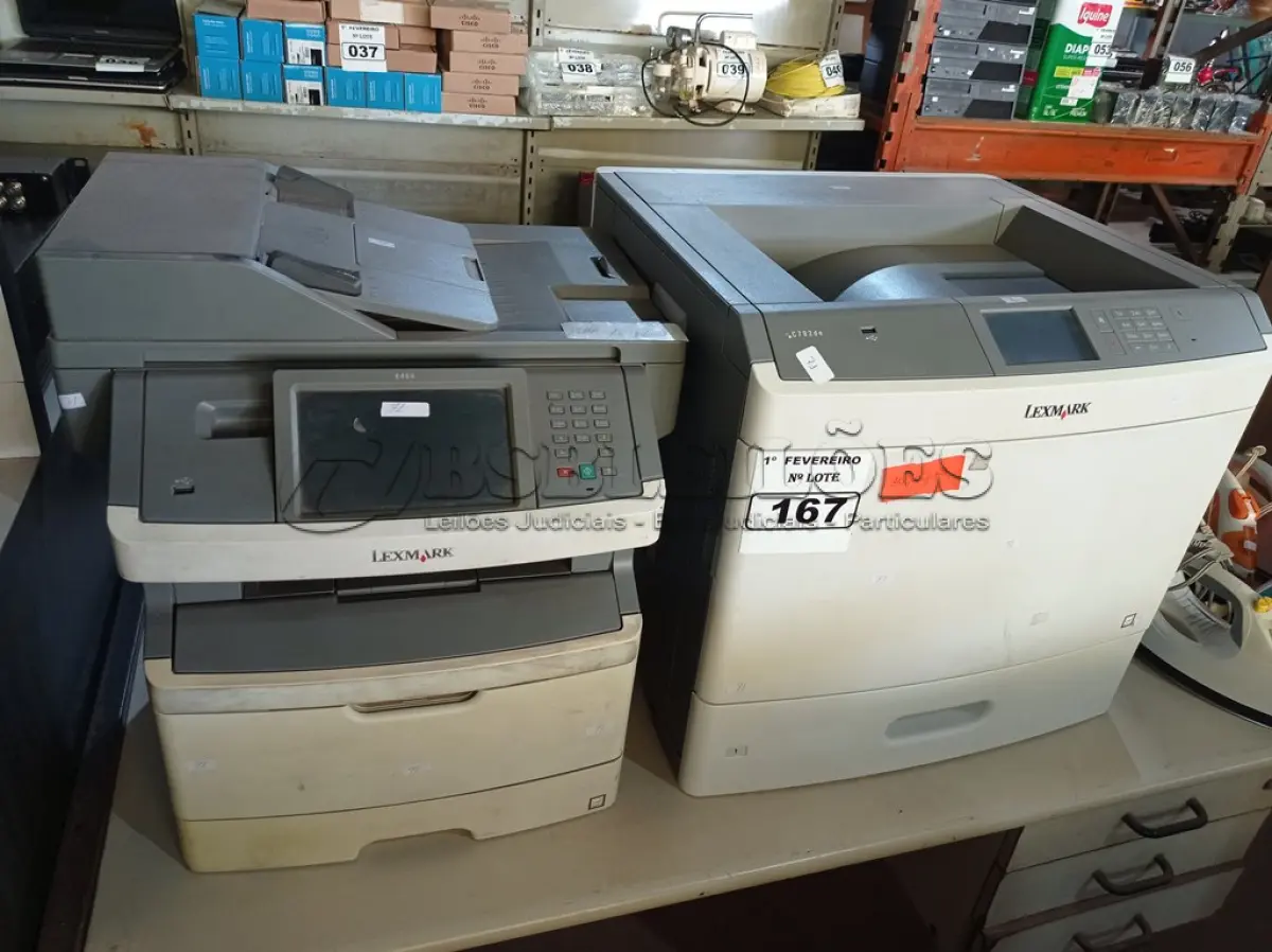 LOTE 167 - 02 IMPRESSORAS MARCAS E MODELOS DIVERSOS. (NO ESTADO) ATENÇÃO! FAZER A VISITAÇÃO ANTES DE ARREMATAR, NÃO SABEMOS SE FUNCIONA. LEILÃO NÃO TEM GARANTIA E NEM DEVOLUÇÃO, SUJEITO A POSSÍVEIS AVARIAS VISÍVEIS/OCULTAS E/OU AUSÊNCIA DE COMPONENTES.
