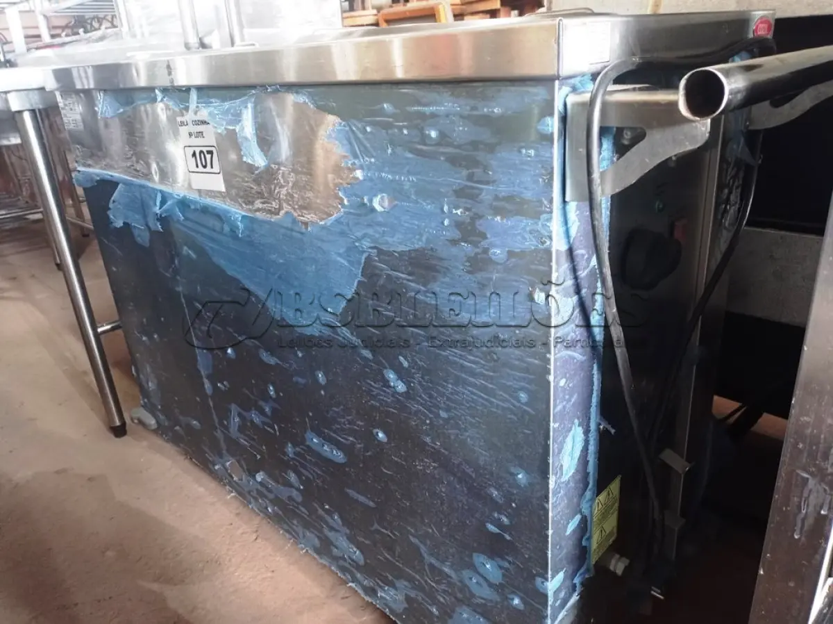 LOTE 107 - 01 HIGIENIZADOR DE PRATOS PARA BUFFET/ RESTAURANTE EM AÇO INOX. (NO ESTADO, NÃO SABEMOS SE FUNCIONA. LEILÃO NÃO TEM GARANTIA E NEM DEVOLUÇÃO).