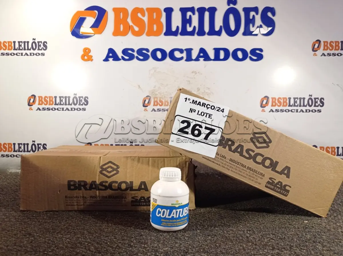 LOTE 267 - 02 CAIXAS COM COLA TUBO ST. (NO ESTADO) ATENÇÃO! FAZER A VISITAÇÃO ANTES DE ARREMATAR, NÃO SABEMOS SE FUNCIONA. LEILÃO NÃO TEM GARANTIA E NEM DEVOLUÇÃO, SUJEITO A POSSÍVEIS AVARIAS VISÍVEIS/OCULTAS E/OU AUSÊNCIA DE COMPONENTES.