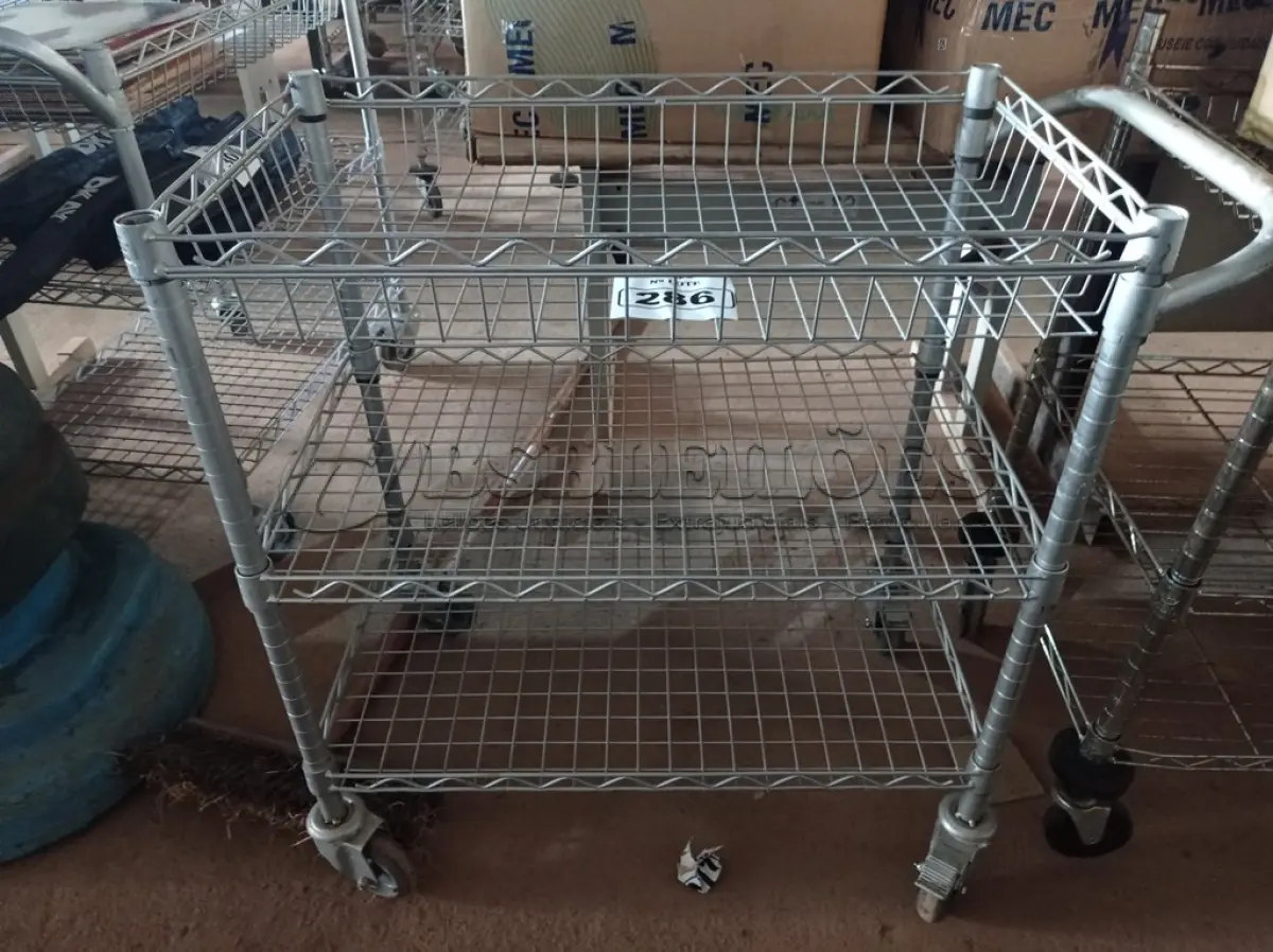 LOTE 286 - 01 CARRINHO PARA TRANSPORTE DE ALIMENTOS. (NO ESTADO) ATENÇÃO! FAZER A VISITAÇÃO ANTES DE ARREMATAR, NÃO SABEMOS SE FUNCIONA. LEILÃO NÃO TEM GARANTIA E NEM DEVOLUÇÃO, SUJEITO A POSSÍVEIS AVARIAS VISÍVEIS/OCULTAS E/OU AUSÊNCIA DE COMPONENTES.
