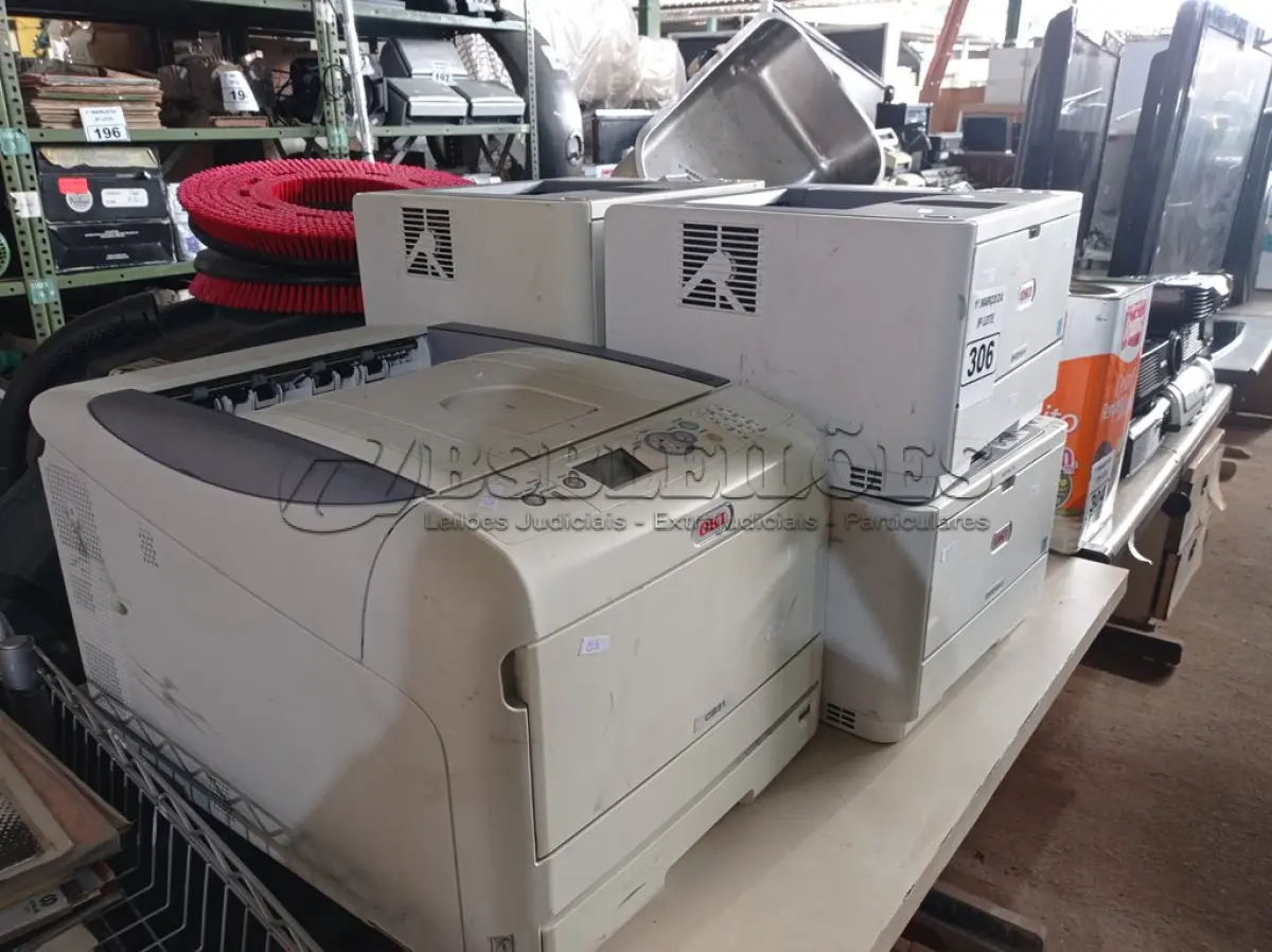 LOTE 306 - 05 IMPRESSORAS MARCAS E MODELOS DIVERSOS PARA RETIRADA DE PEÇAS. (NO ESTADO) ATENÇÃO! FAZER A VISITAÇÃO ANTES DE ARREMATAR, NÃO SABEMOS SE FUNCIONA. LEILÃO NÃO TEM GARANTIA E NEM DEVOLUÇÃO, SUJEITO A POSSÍVEIS AVARIAS VISÍVEIS/OCULTAS E/OU AUSÊNCIA DE COMPONENTES.
