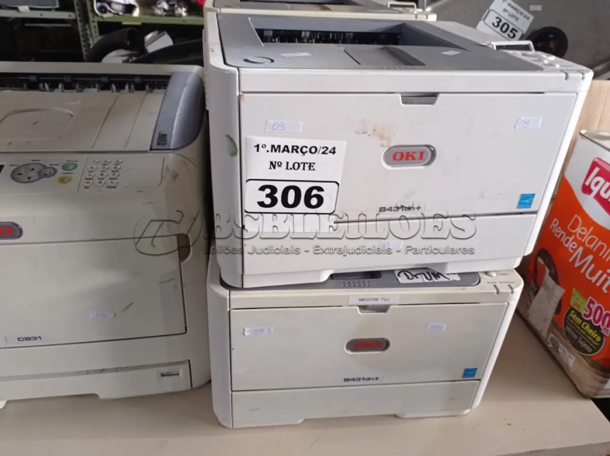 LOTE 306 - 05 IMPRESSORAS MARCAS E MODELOS DIVERSOS PARA RETIRADA DE PEÇAS. (NO ESTADO) ATENÇÃO! FAZER A VISITAÇÃO ANTES DE ARREMATAR, NÃO SABEMOS SE FUNCIONA. LEILÃO NÃO TEM GARANTIA E NEM DEVOLUÇÃO, SUJEITO A POSSÍVEIS AVARIAS VISÍVEIS/OCULTAS E/OU AUSÊNCIA DE COMPONENTES.