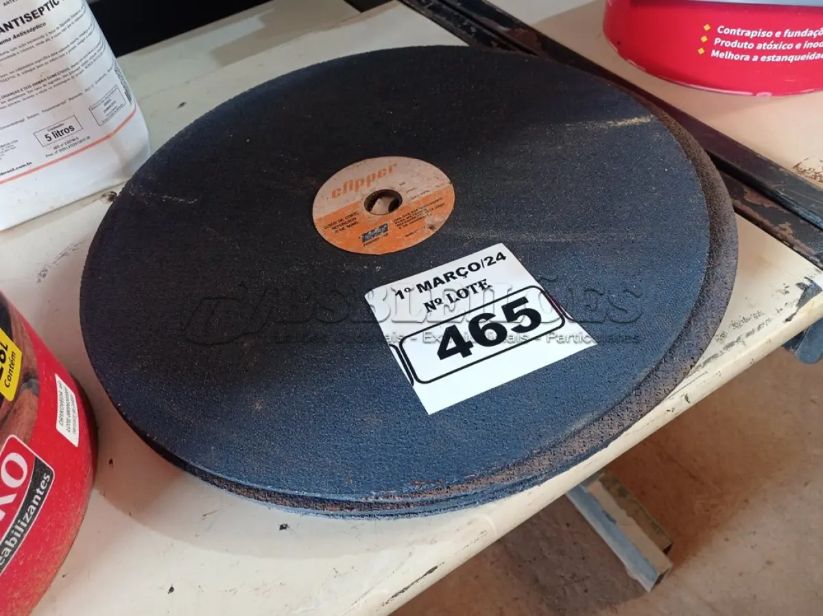 LOTE 465 - 05 DISCOS DE POLICORTE. (NO ESTADO) ATENÇÃO! FAZER A VISITAÇÃO ANTES DE ARREMATAR, NÃO SABEMOS SE FUNCIONA. LEILÃO NÃO TEM GARANTIA E NEM DEVOLUÇÃO, SUJEITO A POSSÍVEIS AVARIAS VISÍVEIS/OCULTAS E/OU AUSÊNCIA DE COMPONENTES.