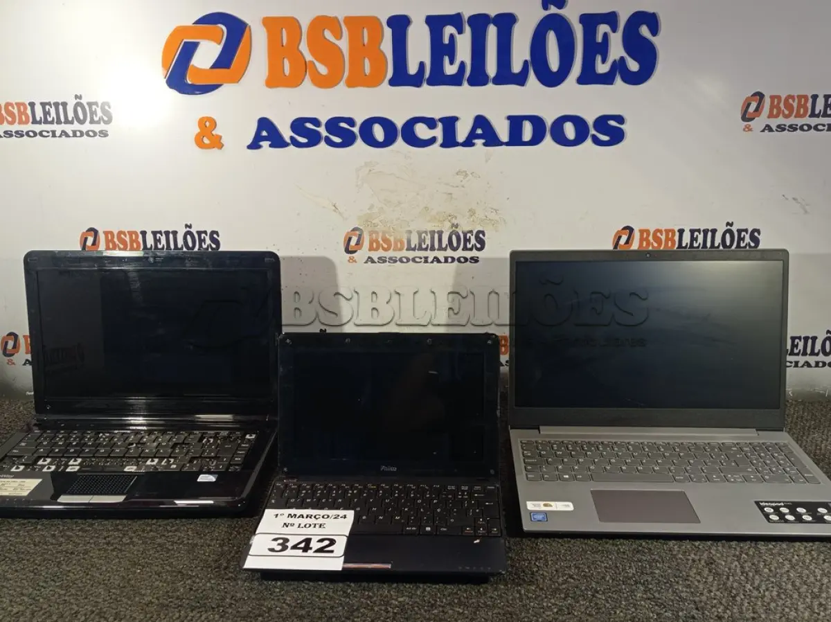 LOTE 342 - 03 NOTEBOOK’S MARCAS E MODELOS DIVERSOS PARA RETIRADA DE PEÇAS. (NO ESTADO) ATENÇÃO! FAZER A VISITAÇÃO ANTES DE ARREMATAR, NÃO SABEMOS SE FUNCIONA. LEILÃO NÃO TEM GARANTIA E NEM DEVOLUÇÃO, SUJEITO A POSSÍVEIS AVARIAS VISÍVEIS/OCULTAS E/OU AUSÊNCIA DE COMPONENTES.