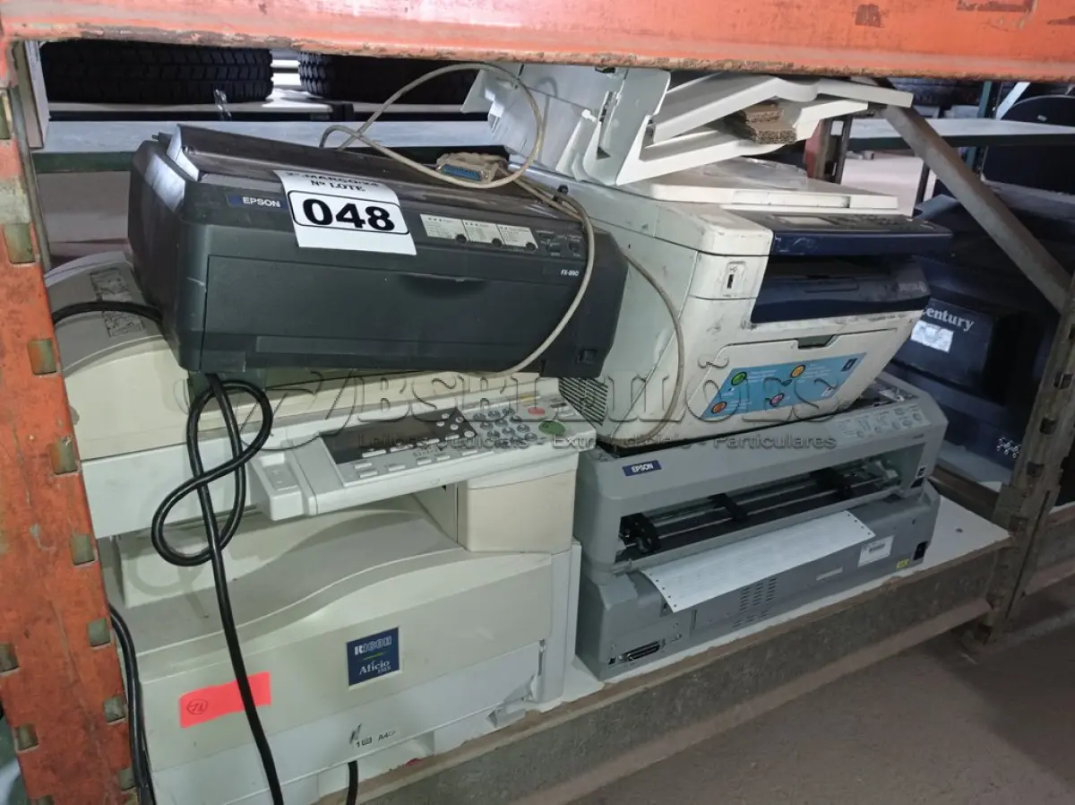 LOTE 048 - 01 LOTE COM VÁRIAS IMPRESSORAS MARCAS E MODELOS DIVERSOS. (NO ESTADO) ATENÇÃO! FAZER A VISITAÇÃO ANTES DE ARREMATAR, NÃO SABEMOS SE FUNCIONA. LEILÃO NÃO TEM GARANTIA E NEM DEVOLUÇÃO, SUJEITO A POSSÍVEIS AVARIAS VISÍVEIS/OCULTAS E/OU AUSÊNCIA DE COMPONENTES.