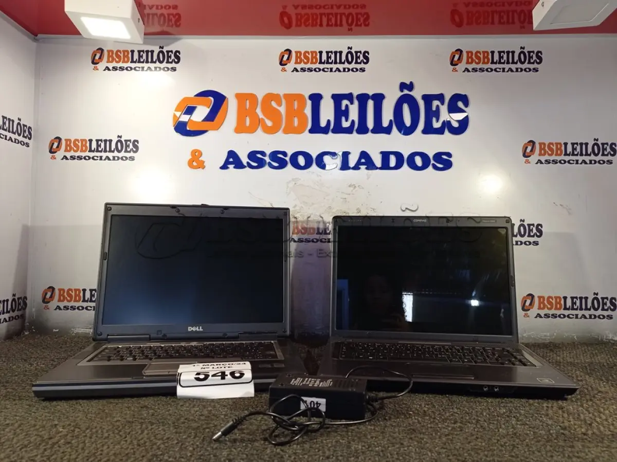 LOTE 546 - 02 NOTEBOOKS, SENDO 01 COM FONTE. (NO ESTADO) ATENÇÃO! FAZER A VISITAÇÃO ANTES DE ARREMATAR, NÃO SABEMOS SE FUNCIONA. LEILÃO NÃO TEM GARANTIA E NEM DEVOLUÇÃO, SUJEITO A POSSÍVEIS AVARIAS VISÍVEIS/OCULTAS E/OU AUSÊNCIA DE COMPONENTES.