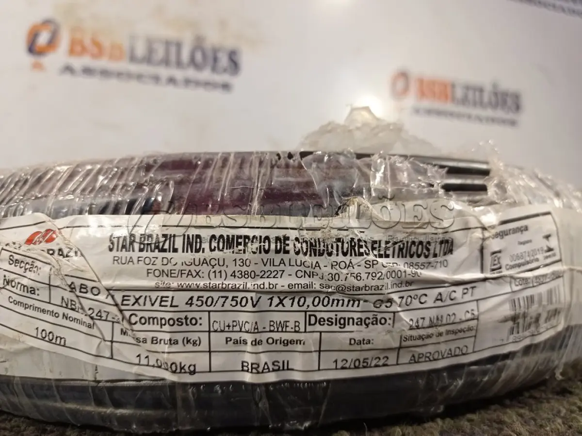 LOTE 030 - 01 ROLO DE CABO FLEXÍVEL 100M 1X10MM NA COR PRETA(NOVO). (NO ESTADO) ATENÇÃO! FAZER A VISITAÇÃO ANTES DE ARREMATAR, NÃO SABEMOS SE FUNCIONA. LEILÃO NÃO TEM GARANTIA E NEM DEVOLUÇÃO, SUJEITO A POSSÍVEIS AVARIAS VISÍVEIS/OCULTAS E/OU AUSÊNCIA DE COMPONENTES.