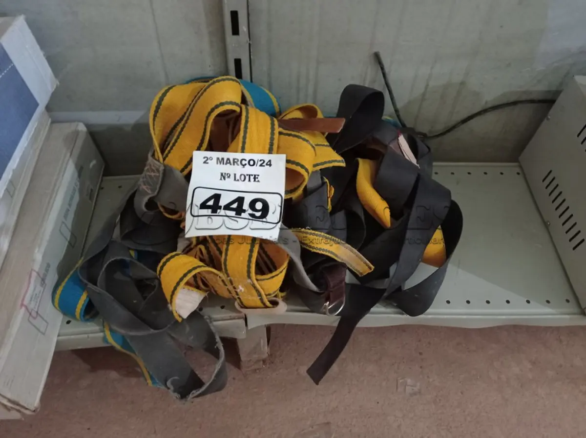 LOTE 449 - 05 CINTOS DE SEGURANÇA NO TRABALHO. (NO ESTADO) ATENÇÃO! FAZER A VISITAÇÃO ANTES DE ARREMATAR, NÃO SABEMOS SE FUNCIONA. LEILÃO NÃO TEM GARANTIA E NEM DEVOLUÇÃO, SUJEITO A POSSÍVEIS AVARIAS VISÍVEIS/OCULTAS E/OU AUSÊNCIA DE COMPONENTES.