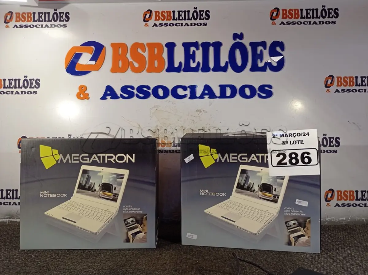 LOTE 286 - 02 MINIS NOTEBOOK MEGATRON. (NO ESTADO) ATENÇÃO! FAZER A VISITAÇÃO ANTES DE ARREMATAR, NÃO SABEMOS SE FUNCIONA. LEILÃO NÃO TEM GARANTIA E NEM DEVOLUÇÃO, SUJEITO A POSSÍVEIS AVARIAS VISÍVEIS/OCULTAS E/OU AUSÊNCIA DE COMPONENTES.