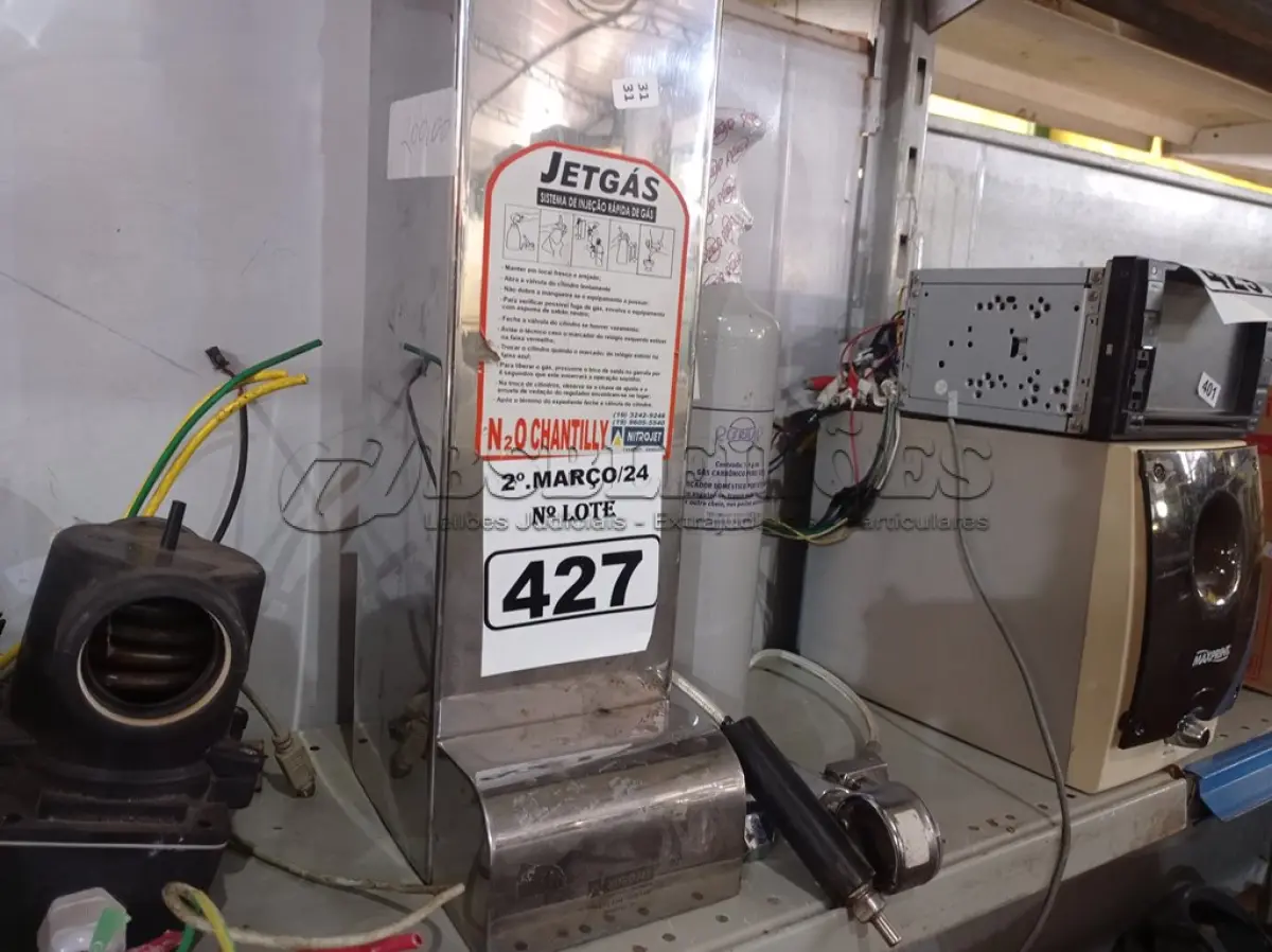 LOTE 427 - 01 SISTEMA DE INJEÇÃO RÁPIDA DE GÁS. (NO ESTADO) ATENÇÃO! FAZER A VISITAÇÃO ANTES DE ARREMATAR, NÃO SABEMOS SE FUNCIONA. LEILÃO NÃO TEM GARANTIA E NEM DEVOLUÇÃO, SUJEITO A POSSÍVEIS AVARIAS VISÍVEIS/OCULTAS E/OU AUSÊNCIA DE COMPONENTES.