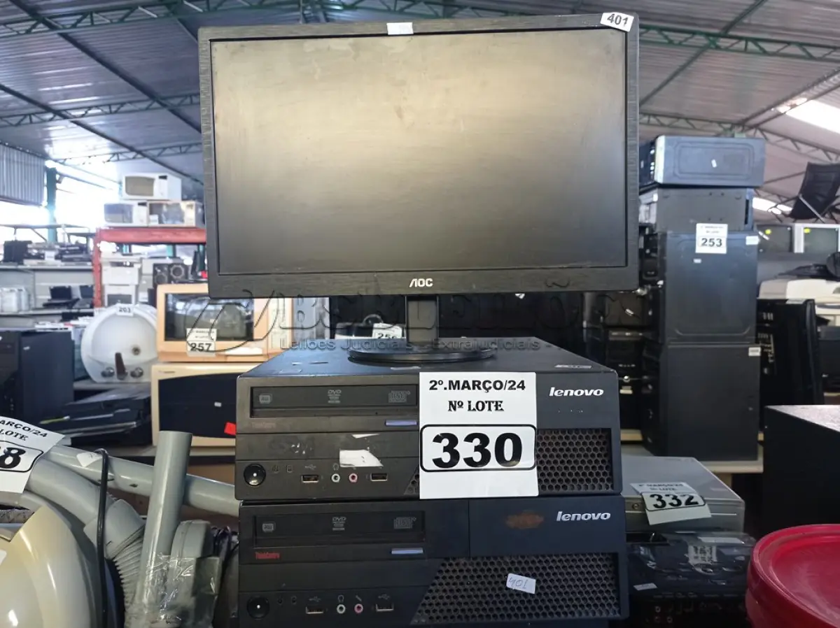 LOTE 330 - 05 CPU’S E 01 MONITOR MARCAS E MODELOS DIVERSOS. (NO ESTADO) ATENÇÃO! FAZER A VISITAÇÃO ANTES DE ARREMATAR, NÃO SABEMOS SE FUNCIONA. LEILÃO NÃO TEM GARANTIA E NEM DEVOLUÇÃO, SUJEITO A POSSÍVEIS AVARIAS VISÍVEIS/OCULTAS E/OU AUSÊNCIA DE COMPONENTES.