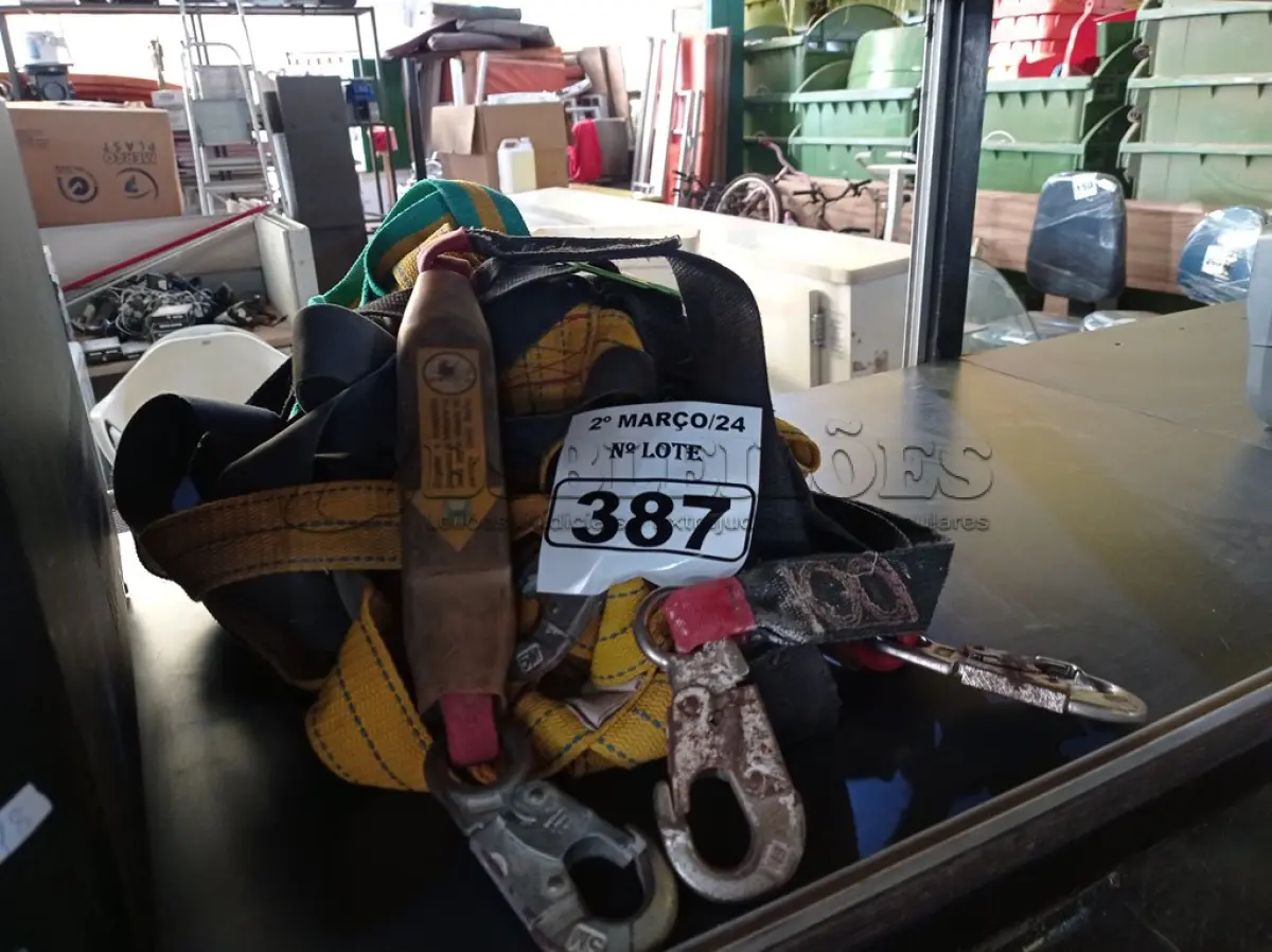 LOTE 387 - 05 CINTOS DE SEGURANÇA NO TRABALHO. (NO ESTADO) ATENÇÃO! FAZER A VISITAÇÃO ANTES DE ARREMATAR, NÃO SABEMOS SE FUNCIONA. LEILÃO NÃO TEM GARANTIA E NEM DEVOLUÇÃO, SUJEITO A POSSÍVEIS AVARIAS VISÍVEIS/OCULTAS E/OU AUSÊNCIA DE COMPONENTES.