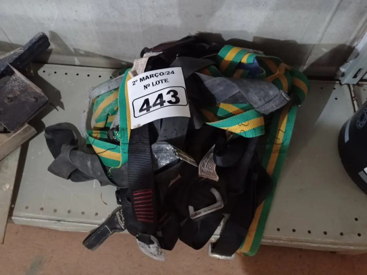 LOTE 443 - 05 CINTOS DE SEGURANÇA NO TRABALHO. (NO ESTADO) ATENÇÃO! FAZER A VISITAÇÃO ANTES DE ARREMATAR, NÃO SABEMOS SE FUNCIONA. LEILÃO NÃO TEM GARANTIA E NEM DEVOLUÇÃO, SUJEITO A POSSÍVEIS AVARIAS VISÍVEIS/OCULTAS E/OU AUSÊNCIA DE COMPONENTES.