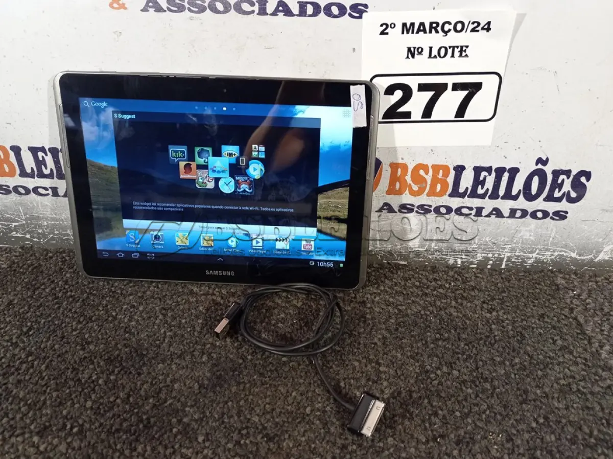 LOTE 277 - 01 TABLET SAMSUNG TAB2 TELA 10.1” COM CABO. (NO ESTADO) ATENÇÃO! FAZER A VISITAÇÃO ANTES DE ARREMATAR, NÃO SABEMOS SE FUNCIONA. LEILÃO NÃO TEM GARANTIA E NEM DEVOLUÇÃO, SUJEITO A POSSÍVEIS AVARIAS VISÍVEIS/OCULTAS E/OU AUSÊNCIA DE COMPONENTES.
