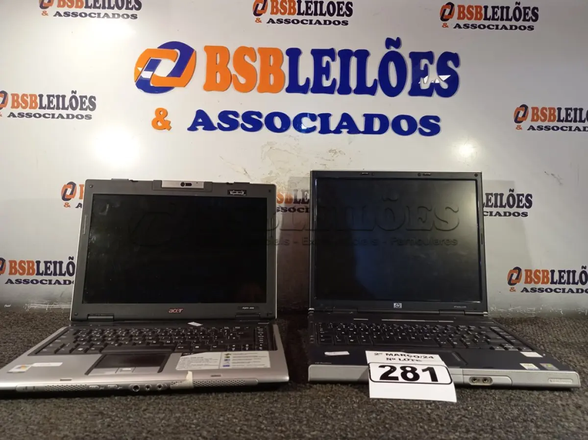 LOTE 281 - 02 NOTEBOOK’S MARCAS E MODELOS DIVERSOS. (NO ESTADO) ATENÇÃO! FAZER A VISITAÇÃO ANTES DE ARREMATAR, NÃO SABEMOS SE FUNCIONA. LEILÃO NÃO TEM GARANTIA E NEM DEVOLUÇÃO, SUJEITO A POSSÍVEIS AVARIAS VISÍVEIS/OCULTAS E/OU AUSÊNCIA DE COMPONENTES.
