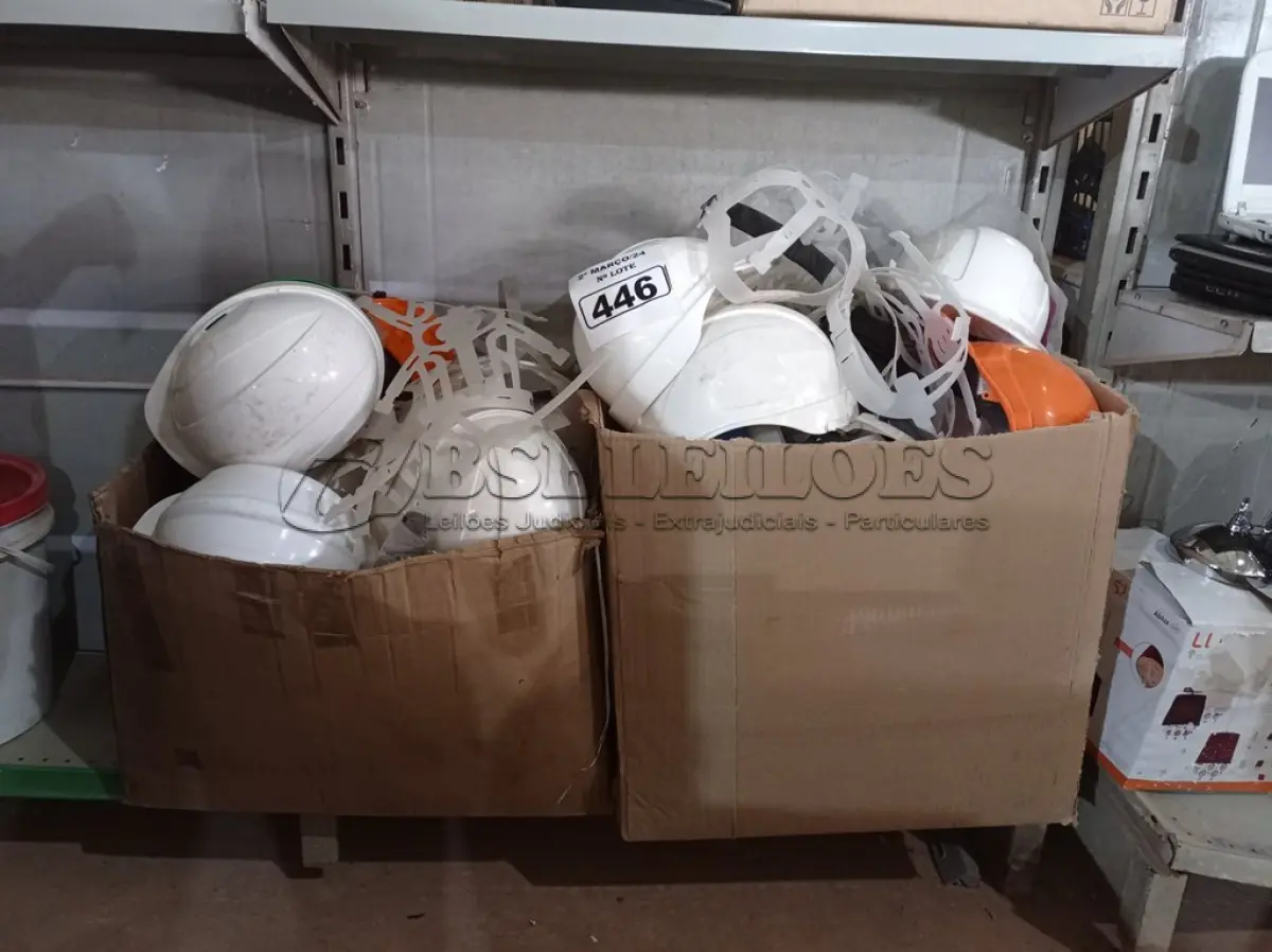 LOTE 446 - 01 LOTE COM VÁRIOS CAPACETES DE SEGURANÇA NO TRABALHO. (NO ESTADO) ATENÇÃO! FAZER A VISITAÇÃO ANTES DE ARREMATAR, NÃO SABEMOS SE FUNCIONA. LEILÃO NÃO TEM GARANTIA E NEM DEVOLUÇÃO, SUJEITO A POSSÍVEIS AVARIAS VISÍVEIS/OCULTAS E/OU AUSÊNCIA DE COMPONENTES.