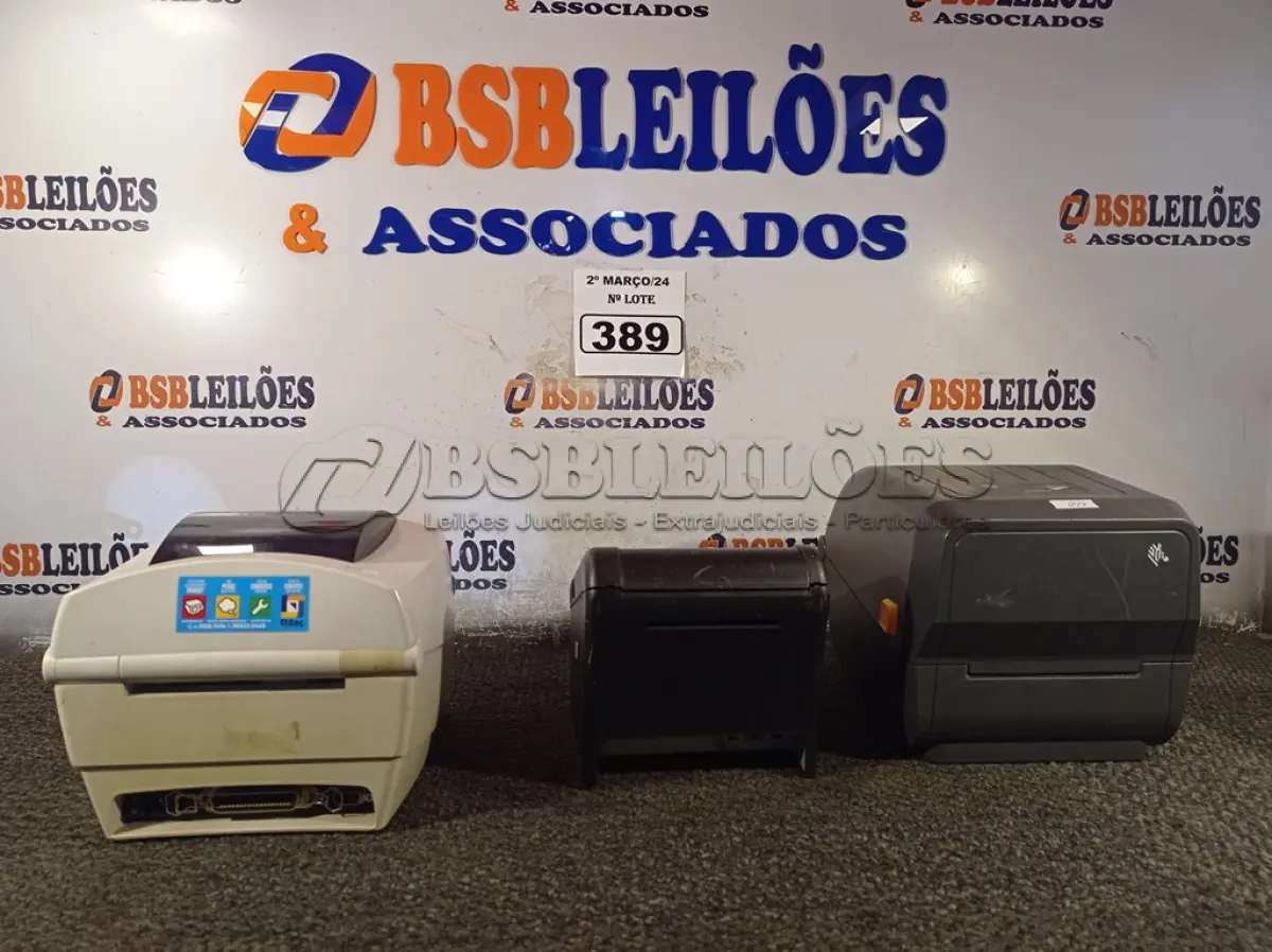 LOTE 389 - 01 IMPRESSORA DE CUPOM E 02 IMPRESSORAS DE ETIQUETAS MARCAS E MODELOS DIVERSOS. (NO ESTADO) ATENÇÃO! FAZER A VISITAÇÃO ANTES DE ARREMATAR, NÃO SABEMOS SE FUNCIONA. LEILÃO NÃO TEM GARANTIA E NEM DEVOLUÇÃO, SUJEITO A POSSÍVEIS AVARIAS VISÍVEIS/OCULTAS E/OU AUSÊNCIA DE COMPONENTES.