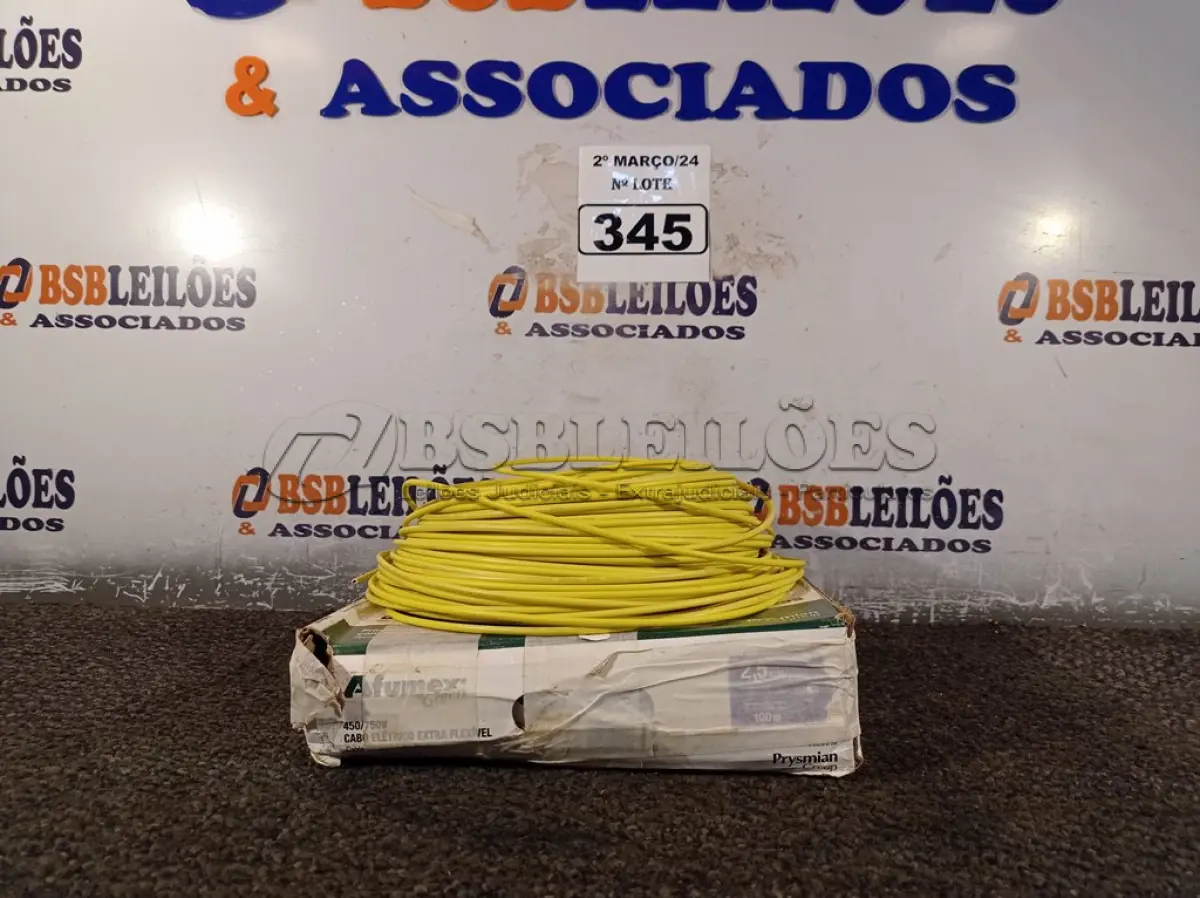 LOTE 345 - 02 ROLOS DE CABO FLEXÍVEL 2,5MM. (NO ESTADO) ATENÇÃO! FAZER A VISITAÇÃO ANTES DE ARREMATAR, NÃO SABEMOS SE FUNCIONA. LEILÃO NÃO TEM GARANTIA E NEM DEVOLUÇÃO, SUJEITO A POSSÍVEIS AVARIAS VISÍVEIS/OCULTAS E/OU AUSÊNCIA DE COMPONENTES.