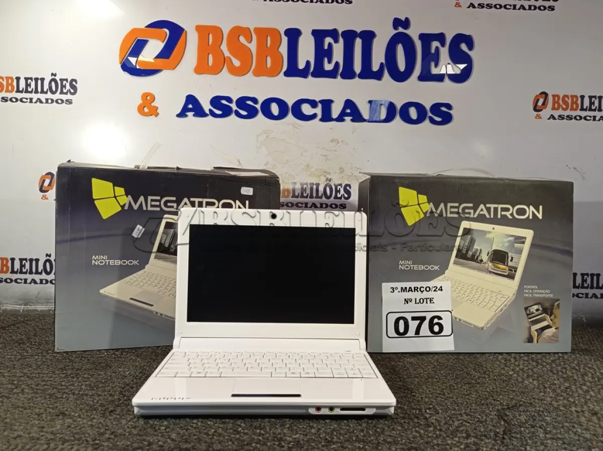 LOTE 076 - 02 NOTEBOOK’S MEGATRON. (NO ESTADO) ATENÇÃO! FAZER A VISITAÇÃO ANTES DE ARREMATAR, NÃO SABEMOS SE FUNCIONA. LEILÃO NÃO TEM GARANTIA E NEM DEVOLUÇÃO, SUJEITO A POSSÍVEIS AVARIAS VISÍVEIS/OCULTAS E/OU AUSÊNCIA DE COMPONENTES.