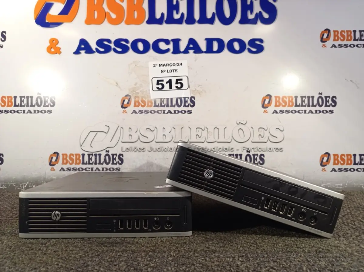 LOTE 515 - 02 MINIS PC MARCA HP. (NO ESTADO) ATENÇÃO! FAZER A VISITAÇÃO ANTES DE ARREMATAR, NÃO SABEMOS SE FUNCIONA. LEILÃO NÃO TEM GARANTIA E NEM DEVOLUÇÃO, SUJEITO A POSSÍVEIS AVARIAS VISÍVEIS/OCULTAS E/OU AUSÊNCIA DE COMPONENTES.