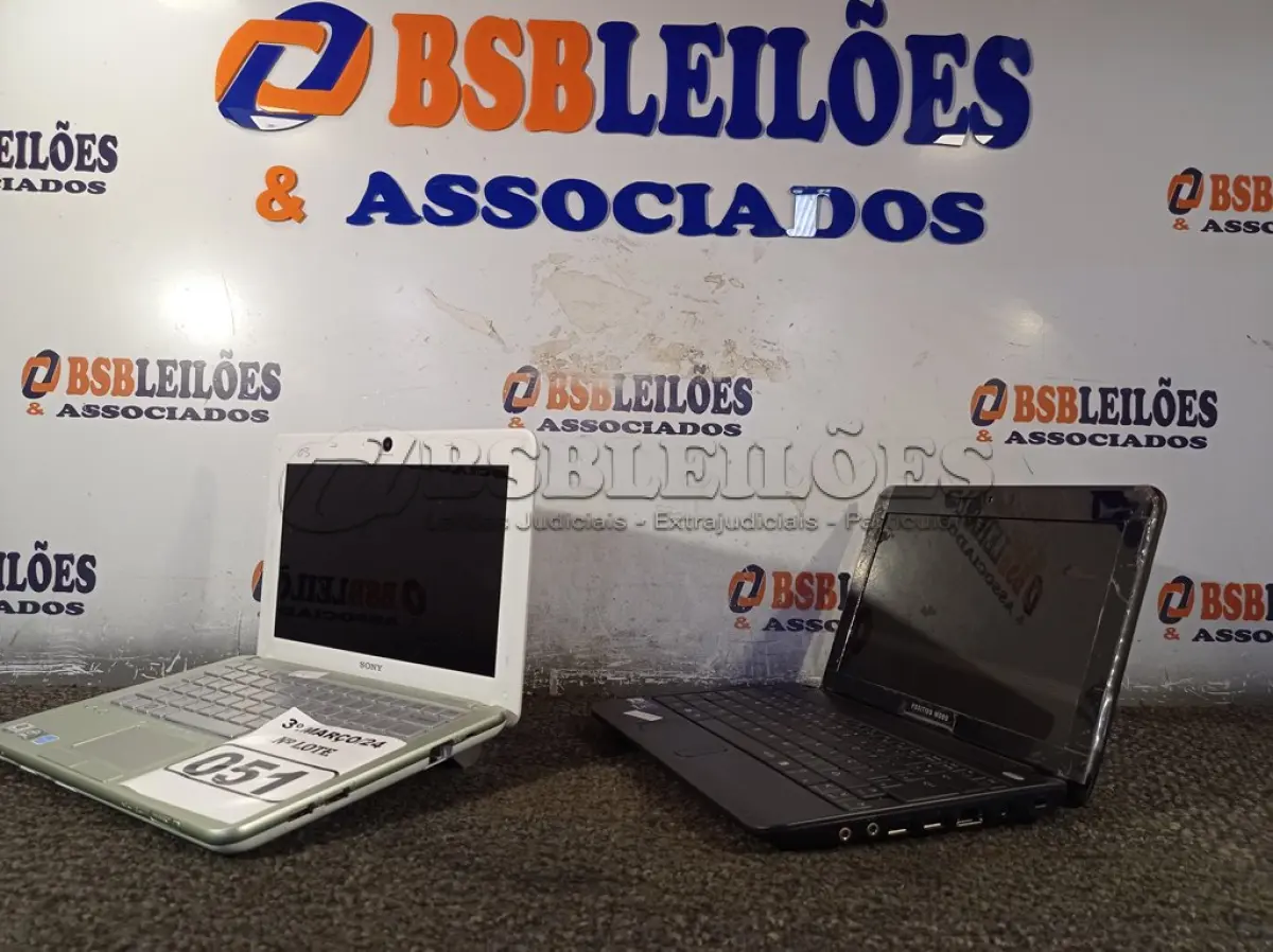 LOTE 051 - 02 NETBOOK’S MARCAS E MODELOS DIVERSOS. (NO ESTADO) ATENÇÃO! FAZER A VISITAÇÃO ANTES DE ARREMATAR, NÃO SABEMOS SE FUNCIONA. LEILÃO NÃO TEM GARANTIA E NEM DEVOLUÇÃO, SUJEITO A POSSÍVEIS AVARIAS VISÍVEIS/OCULTAS E/OU AUSÊNCIA DE COMPONENTES.