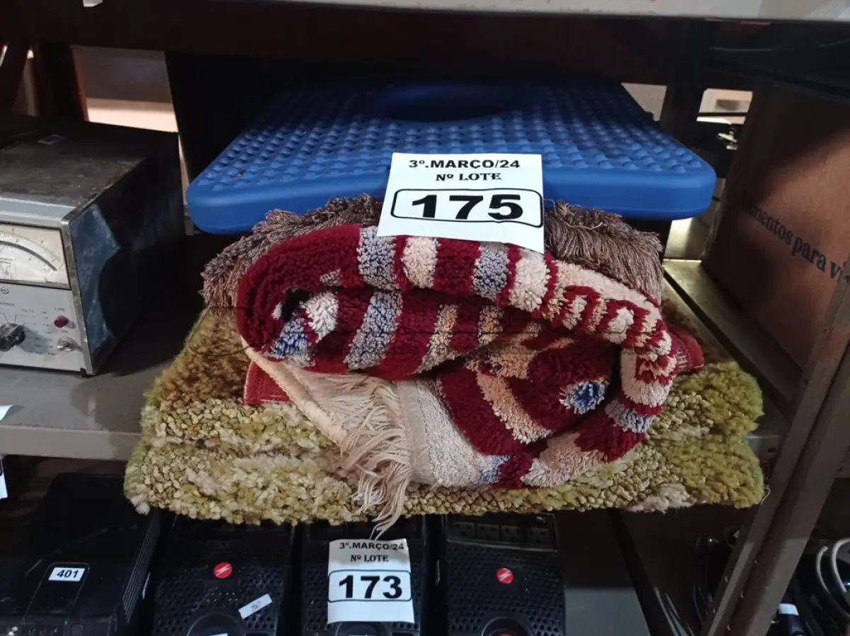 LOTE 175 - 01 LOTE COM VÁRIOS TAPETES. (NO ESTADO) ATENÇÃO! FAZER A VISITAÇÃO ANTES DE ARREMATAR, NÃO SABEMOS SE FUNCIONA. LEILÃO NÃO TEM GARANTIA E NEM DEVOLUÇÃO, SUJEITO A POSSÍVEIS AVARIAS VISÍVEIS/OCULTAS E/OU AUSÊNCIA DE COMPONENTES.