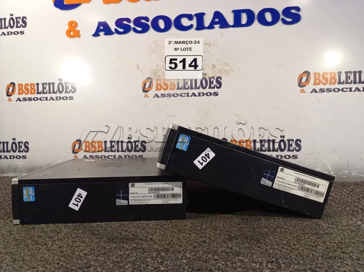 LOTE 514 - 02 MINIS PC MARCA HP. (NO ESTADO) ATENÇÃO! FAZER A VISITAÇÃO ANTES DE ARREMATAR, NÃO SABEMOS SE FUNCIONA. LEILÃO NÃO TEM GARANTIA E NEM DEVOLUÇÃO, SUJEITO A POSSÍVEIS AVARIAS VISÍVEIS/OCULTAS E/OU AUSÊNCIA DE COMPONENTES.