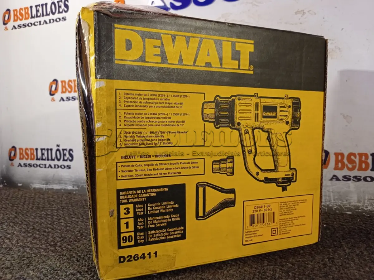 LOTE 352 - 01 PISTOLA DE CALOR SOPRADOR TÉRMICO 220V MARCA DEWALT. (NOVO) (NO ESTADO) ATENÇÃO! FAZER A VISITAÇÃO ANTES DE ARREMATAR, NÃO SABEMOS SE FUNCIONA. LEILÃO NÃO TEM GARANTIA E NEM DEVOLUÇÃO, SUJEITO A POSSÍVEIS AVARIAS VISÍVEIS/OCULTAS E/OU AUSÊNCIA DE COMPONENTES.