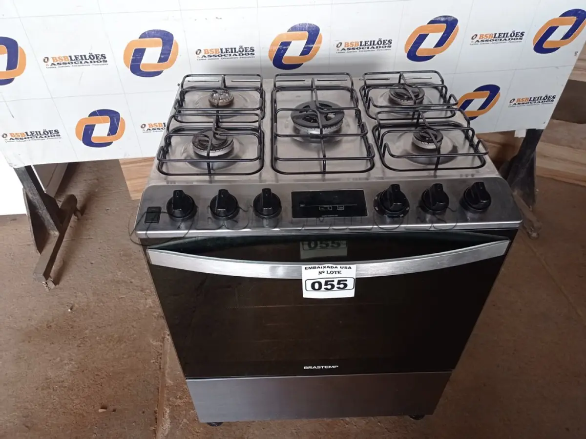 LOTE 055 - 01 FOGÃO BRASTEMP 05 BOCAS 220V. (STOV 5 FLAMES) (NO ESTADO) BH1529G