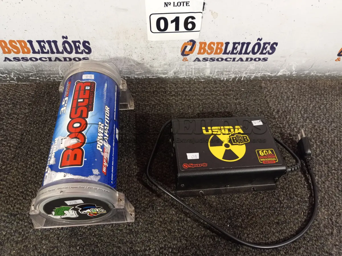 LOTE 016 - 01 FONTE USINA 60AMP E 01 CAPACITOR BOOSTER 3.5 FARAD. (NO ESTADO) ATENÇÃO! FAZER A VISITAÇÃO ANTES DE ARREMATAR, NÃO SABEMOS SE FUNCIONA. LEILÃO NÃO TEM GARANTIA E NEM DEVOLUÇÃO, SUJEITO A POSSÍVEIS AVARIAS VISÍVEIS/OCULTAS E/OU AUSÊNCIA DE COMPONENTES.