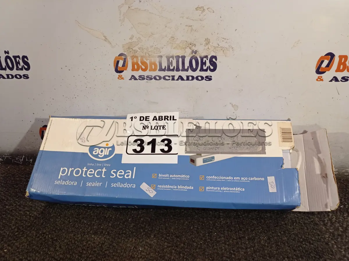 LOTE 313 - 01 SELADORA. (NO ESTADO) ATENÇÃO! FAZER A VISITAÇÃO ANTES DE ARREMATAR, NÃO SABEMOS SE FUNCIONA. LEILÃO NÃO TEM GARANTIA E NEM DEVOLUÇÃO, SUJEITO A POSSÍVEIS AVARIAS VISÍVEIS/OCULTAS E/OU AUSÊNCIA DE COMPONENTES.