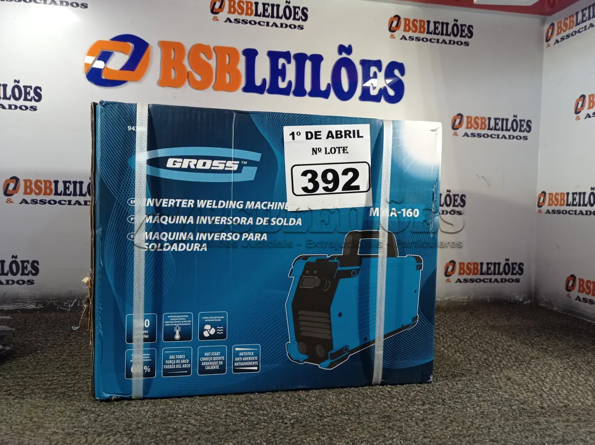 LOTE 392 - 01 INVERSORA DE SOLDA. (NO ESTADO) ATENÇÃO! FAZER A VISITAÇÃO ANTES DE ARREMATAR, NÃO SABEMOS SE FUNCIONA. LEILÃO NÃO TEM GARANTIA E NEM DEVOLUÇÃO, SUJEITO A POSSÍVEIS AVARIAS VISÍVEIS/OCULTAS E/OU AUSÊNCIA DE COMPONENTES.