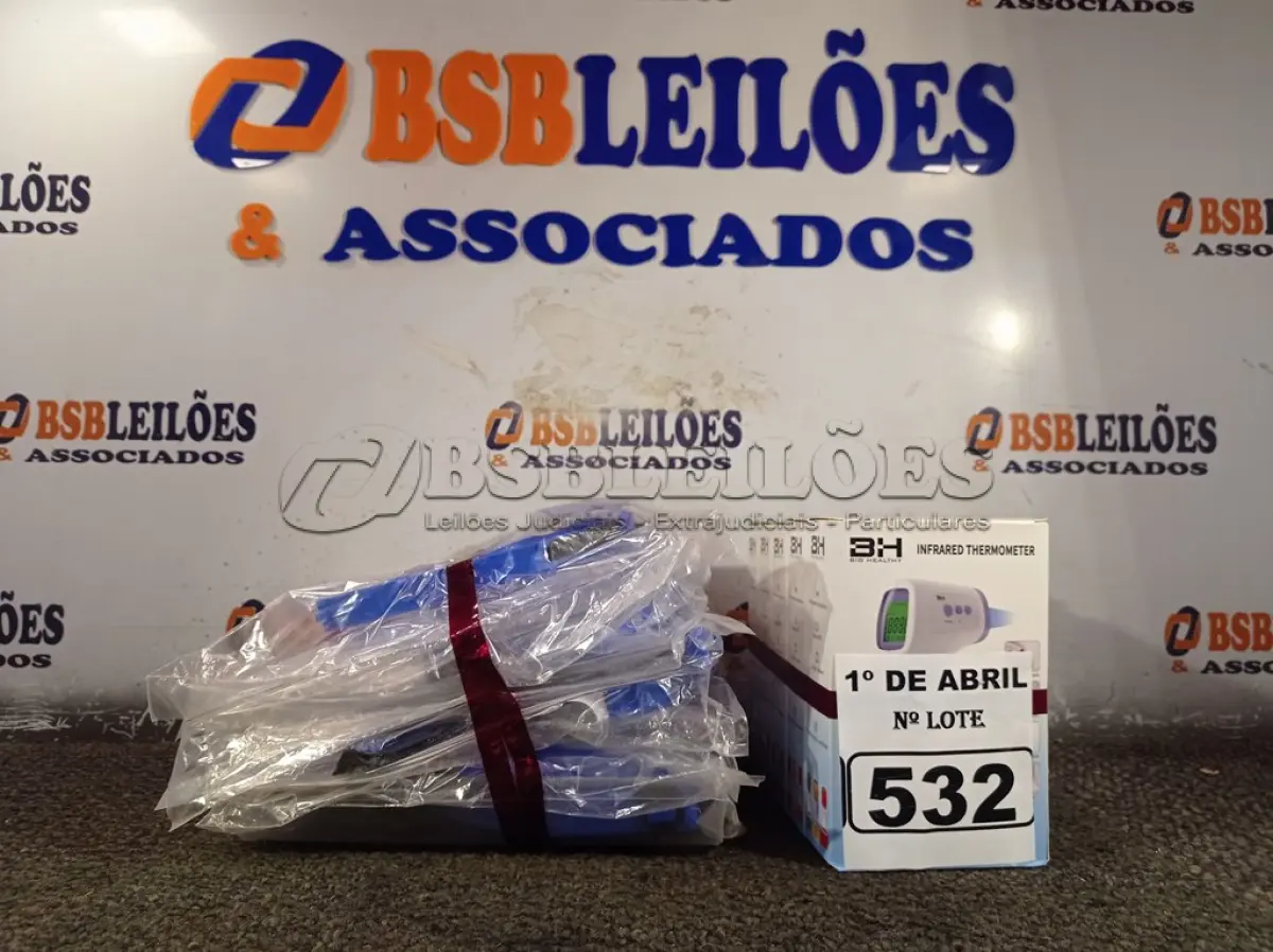 LOTE 532 - 10 MÁSCARAS DE PROTEÇÃO E 05 TERMÔMETROS DIGITAIS. (NO ESTADO) ATENÇÃO! FAZER A VISITAÇÃO ANTES DE ARREMATAR, NÃO SABEMOS SE FUNCIONA. LEILÃO NÃO TEM GARANTIA E NEM DEVOLUÇÃO, SUJEITO A POSSÍVEIS AVARIAS VISÍVEIS/OCULTAS E/OU AUSÊNCIA DE COMPONENTES.