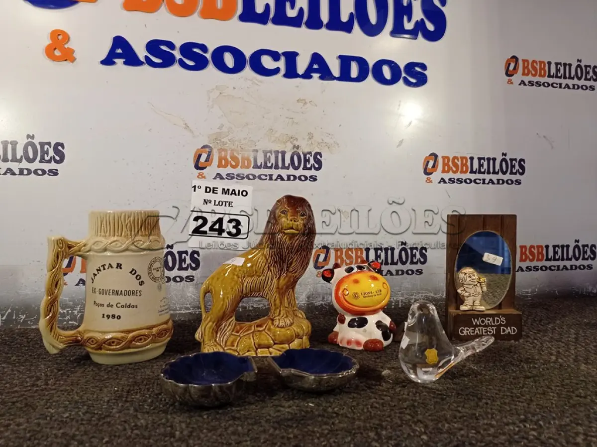 LOTE 243 - 01 LOTE COM ENFEITES DIVERSOS. (NO ESTADO) ATENÇÃO! FAZER A VISITAÇÃO ANTES DE ARREMATAR, NÃO SABEMOS SE FUNCIONA. LEILÃO NÃO TEM GARANTIA E NEM DEVOLUÇÃO, SUJEITO A POSSÍVEIS AVARIAS VISÍVEIS/OCULTAS E/OU AUSÊNCIA DE COMPONENTES.