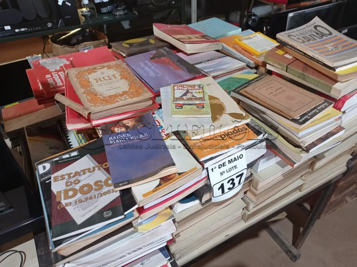 LOTE 137 - 01 LOTE COM LIVROS DIVERSOS. (NO ESTADO) ATENÇÃO! FAZER A VISITAÇÃO ANTES DE ARREMATAR, NÃO SABEMOS SE FUNCIONA. LEILÃO NÃO TEM GARANTIA E NEM DEVOLUÇÃO, SUJEITO A POSSÍVEIS AVARIAS VISÍVEIS/OCULTAS E/OU AUSÊNCIA DE COMPONENTES.