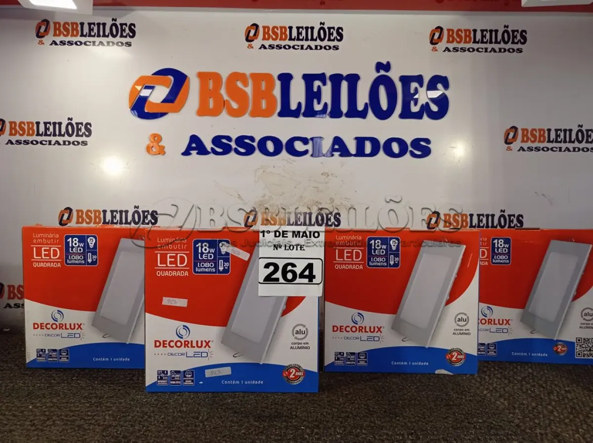LOTE 264 - 04 LUMINÁRIAS DE LED EMBUTIR QUADRADA BIVOLT 18W 6500K DECORLUX.(NOVAS) (NO ESTADO)
