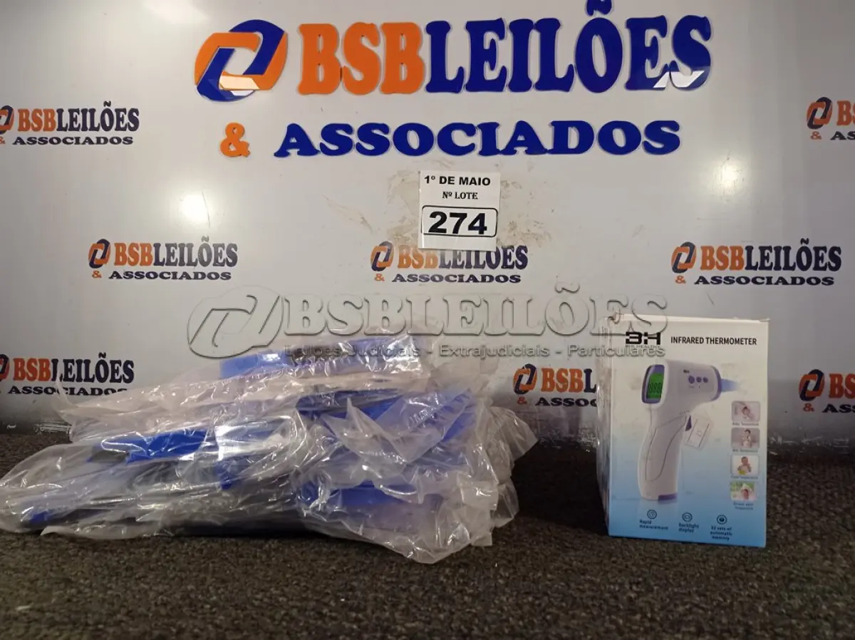 LOTE 274 - 10 MASCARAS DE PROTEÇÃO E 04 TERMÔMETROS DIGITAI. (NO ESTADO) ATENÇÃO! FAZER A VISITAÇÃO ANTES DE ARREMATAR, NÃO SABEMOS SE FUNCIONA. LEILÃO NÃO TEM GARANTIA E NEM DEVOLUÇÃO, SUJEITO A POSSÍVEIS AVARIAS VISÍVEIS/OCULTAS E/OU AUSÊNCIA DE COMPONENTES.