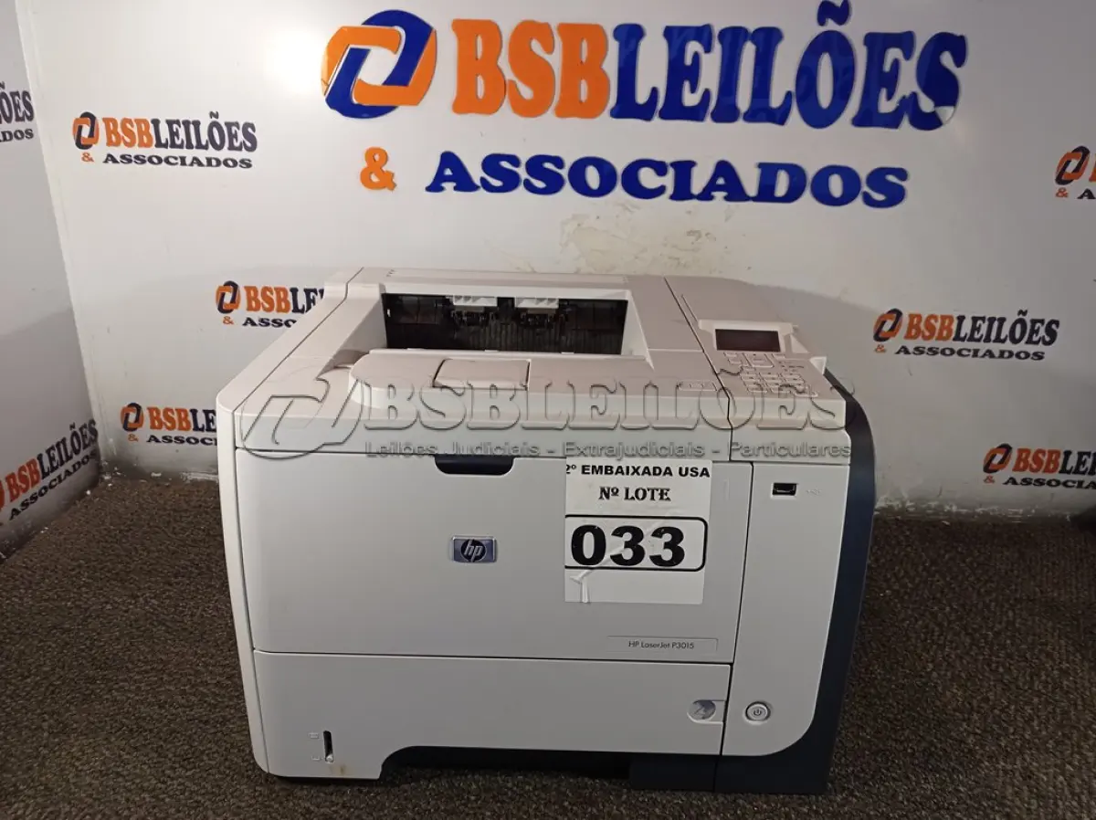 LOTE 033 - 01 IMPRESSORA LASERJET P3015. (PRINTER) (NO ESTADO) AV9461N