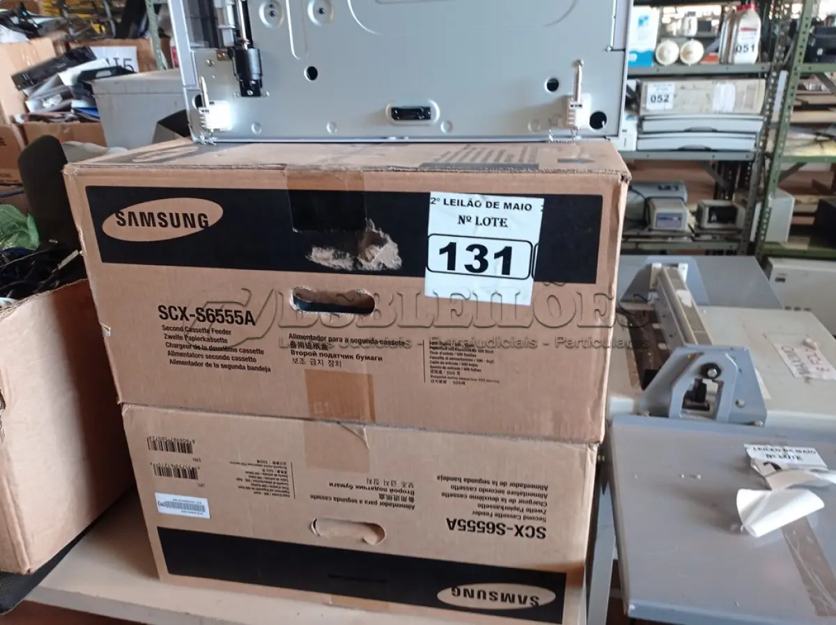 LOTE 131 - 02 GAVETAS PARA PAPEL DA IMPRESSORA SAMSUNG MODELO SCX-S6555A. (NO ESTADO) ATENÇÃO! FAZER A VISITAÇÃO ANTES DE ARREMATAR, NÃO SABEMOS SE FUNCIONA. LEILÃO NÃO TEM GARANTIA E NEM DEVOLUÇÃO, SUJEITO A POSSÍVEIS AVARIAS VISÍVEIS/OCULTAS E/OU AUSÊNCIA DE COMPONENTES.