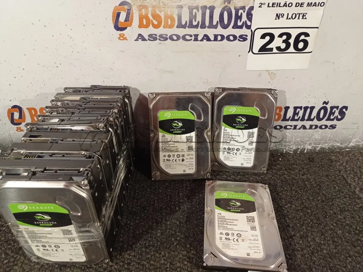 LOTE 236 - 13 HARD DISC MARCAS E MODELOS DIVERSOS. (NO ESTADO) ATENÇÃO! FAZER A VISITAÇÃO ANTES DE ARREMATAR, NÃO SABEMOS SE FUNCIONA. LEILÃO NÃO TEM GARANTIA E NEM DEVOLUÇÃO, SUJEITO A POSSÍVEIS AVARIAS VISÍVEIS/OCULTAS E/OU AUSÊNCIA DE COMPONENTES.